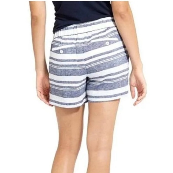 Athleta Dress Blue Bold Stripe Linen Shorts Size 4 - Picture 9 of 14